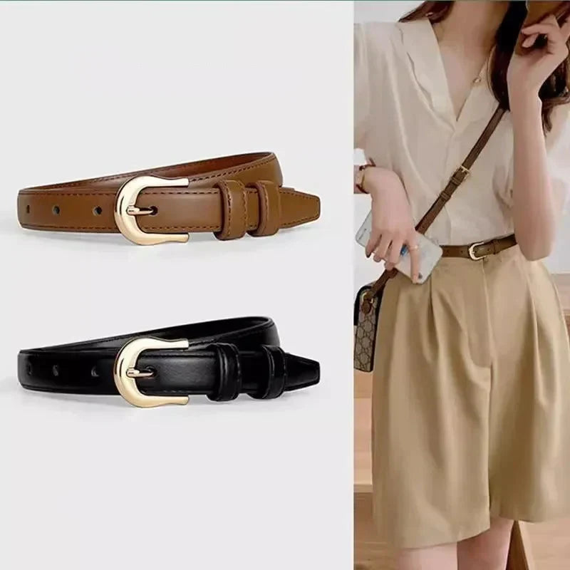 Women's Genuine Leather Belt - Noir