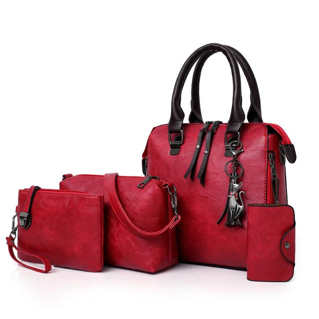 Premium Leather Kit - Bag + Wallet + Clutch + Complimentary Pouch