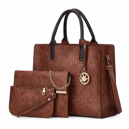 Leather Retro 3-Piece Handbag Set - Liora