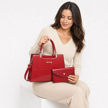 Leather Handbag and Wallet Set - Aura