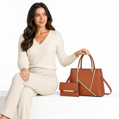 Leather Handbag and Crossbody Set - Aura