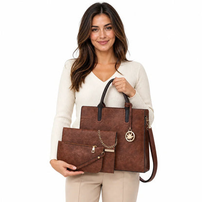 Leather Retro 3-Piece Handbag Set - Liora